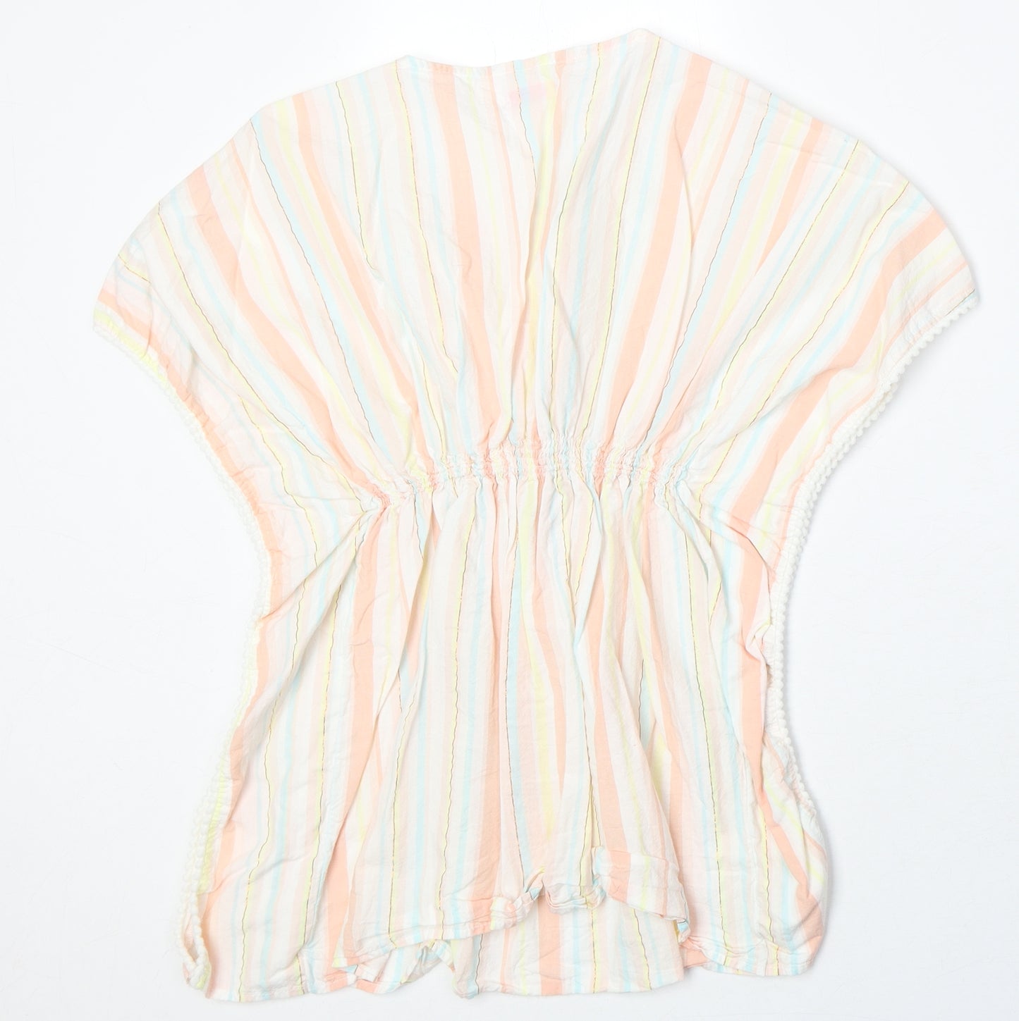 Sweet Pineapple Womens Multicoloured Striped 100% Cotton Tunic Blouse Size L Scoop Neck