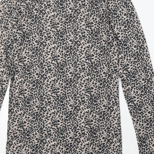 Topshop Womens Brown Animal Print Polyester Basic T-Shirt Size 12 Round Neck - Cheetah Print