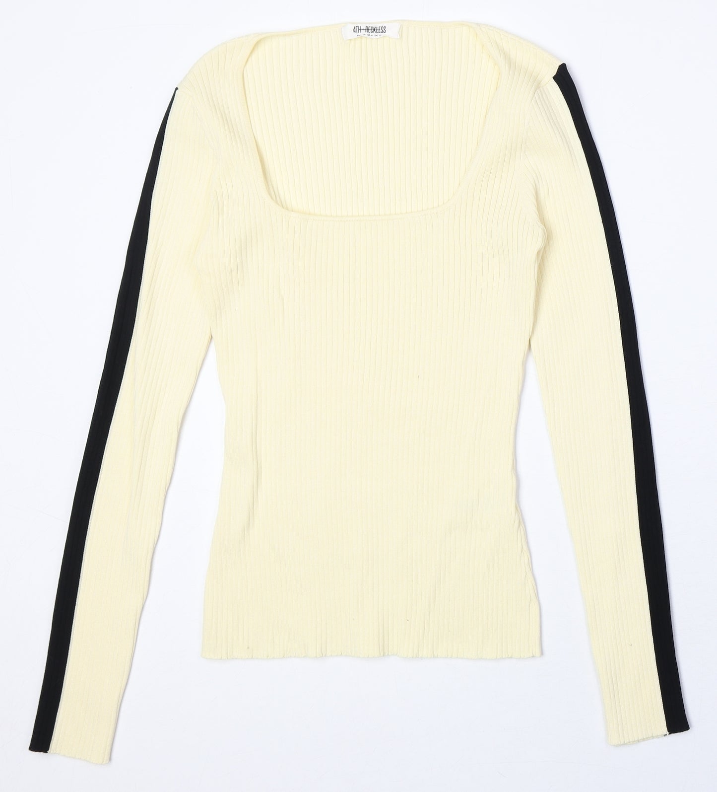 4th Reckless Womens Yellow Scoop Neck Viscose Pullover Jumper Size 10