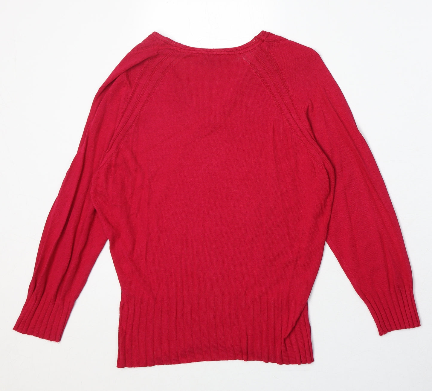 CC Womens Pink V-Neck Viscose Pullover Jumper Size L