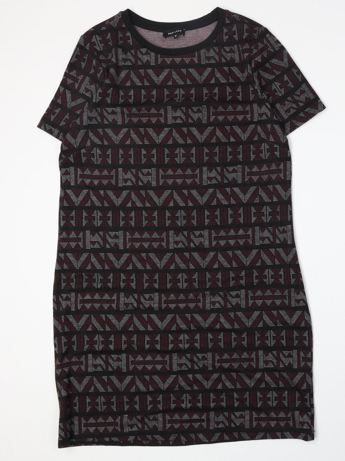 New Look Womens Multicoloured Geometric Polyester A-Line Size 14 Round Neck Pullover