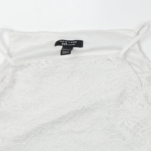 New Look Girls Ivory Nylon Pullover Blouse Size 12-13 Years Square Neck Pullover - Cold Shoulder