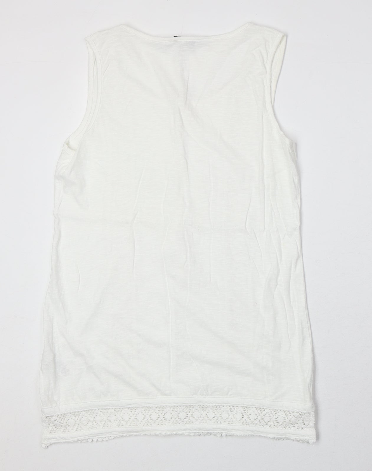 NEXT Womens Ivory 100% Cotton Basic Tank Size 10 Scoop Neck