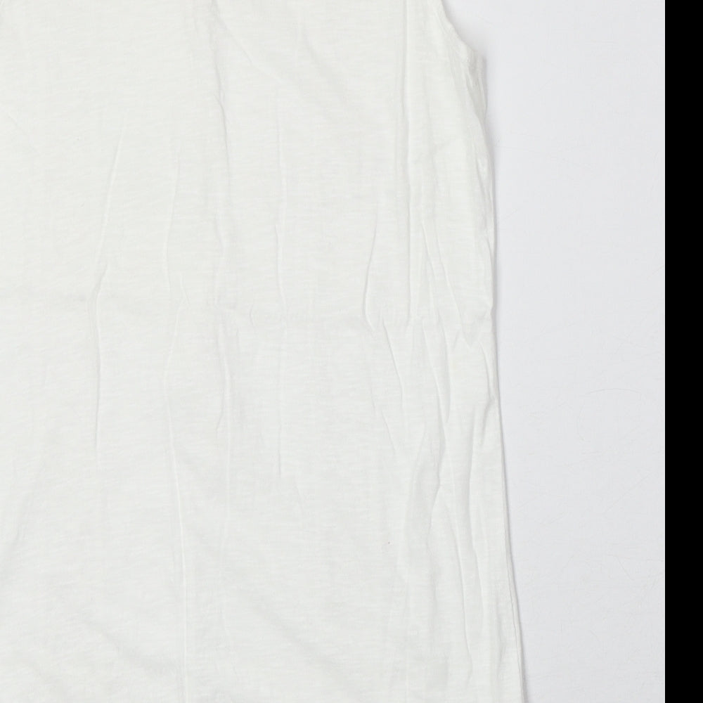 NEXT Womens Ivory 100% Cotton Basic Tank Size 10 Scoop Neck