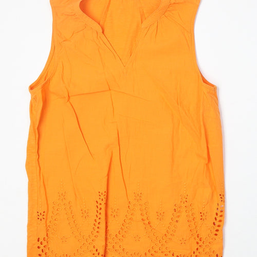 NEXT Womens Orange Cotton Basic Tank Size 12 V-Neck