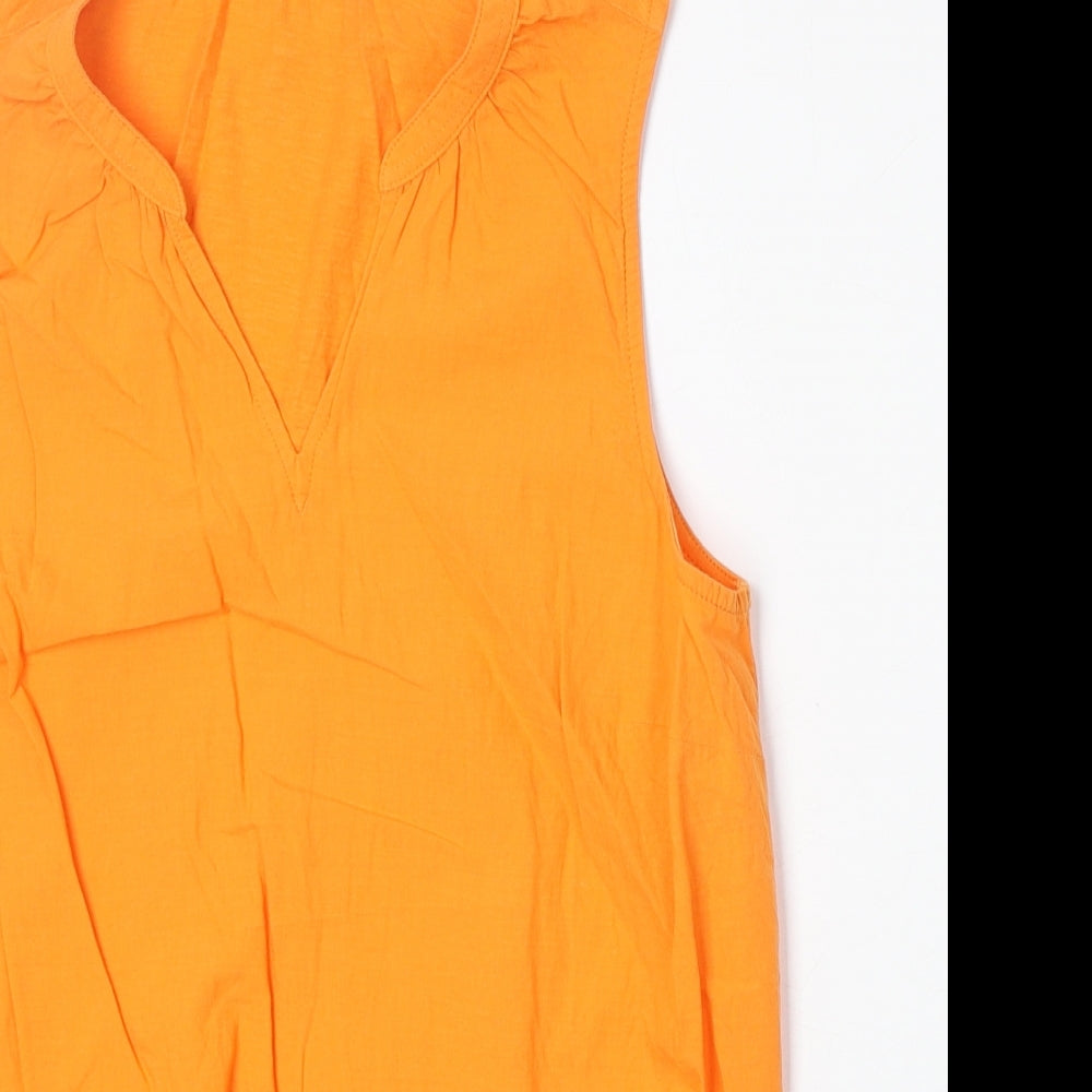 NEXT Womens Orange Cotton Basic Tank Size 12 V-Neck
