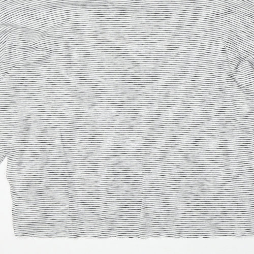Topshop Womens White Striped 100% Cotton Basic T-Shirt Size 6 Round Neck - No Love Lost