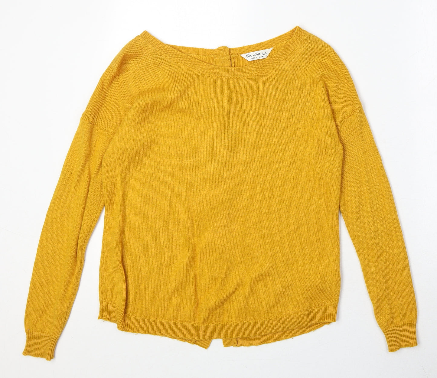 Miss Selfridge Womens Yellow Boat Neck Viscose Pullover Jumper Size 8