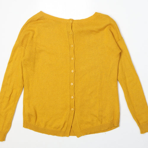 Miss Selfridge Womens Yellow Boat Neck Viscose Pullover Jumper Size 8