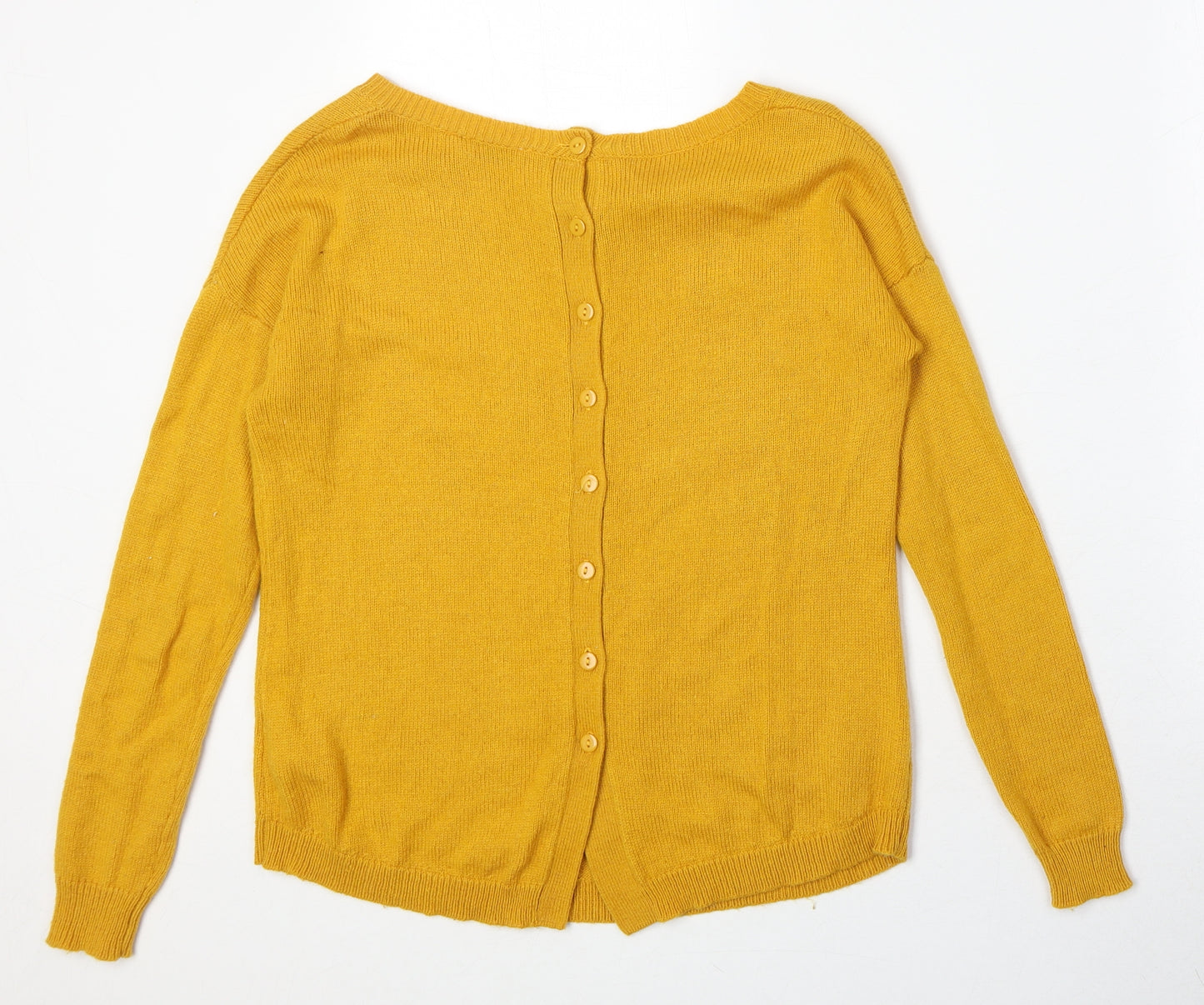 Miss Selfridge Womens Yellow Boat Neck Viscose Pullover Jumper Size 8