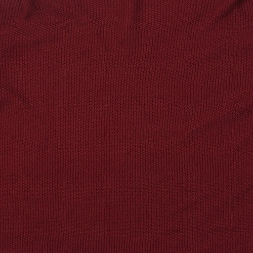 Yoins Womens Red V-Neck Acrylic Pullover Jumper Size XL