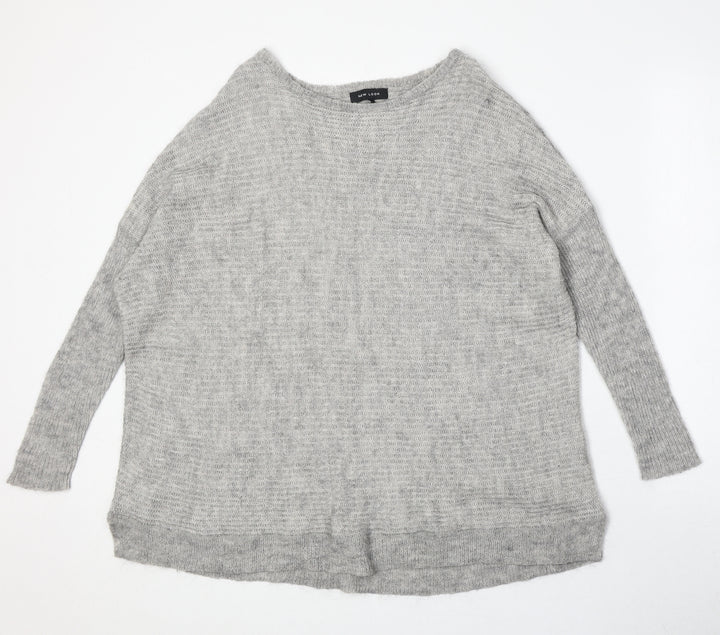 New Look Womens Grey Round Neck Acrylic Pullover Jumper Size S