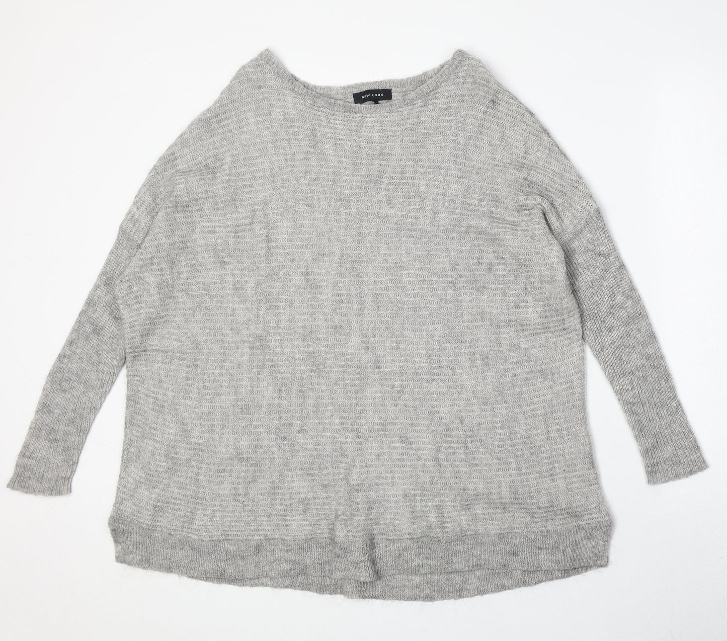 New Look Womens Grey Round Neck Acrylic Pullover Jumper Size S