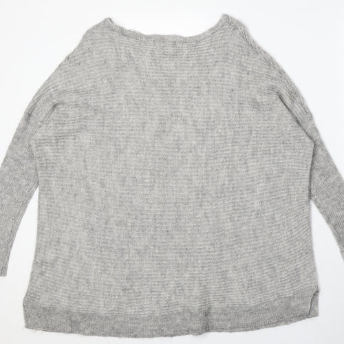New Look Womens Grey Round Neck Acrylic Pullover Jumper Size S