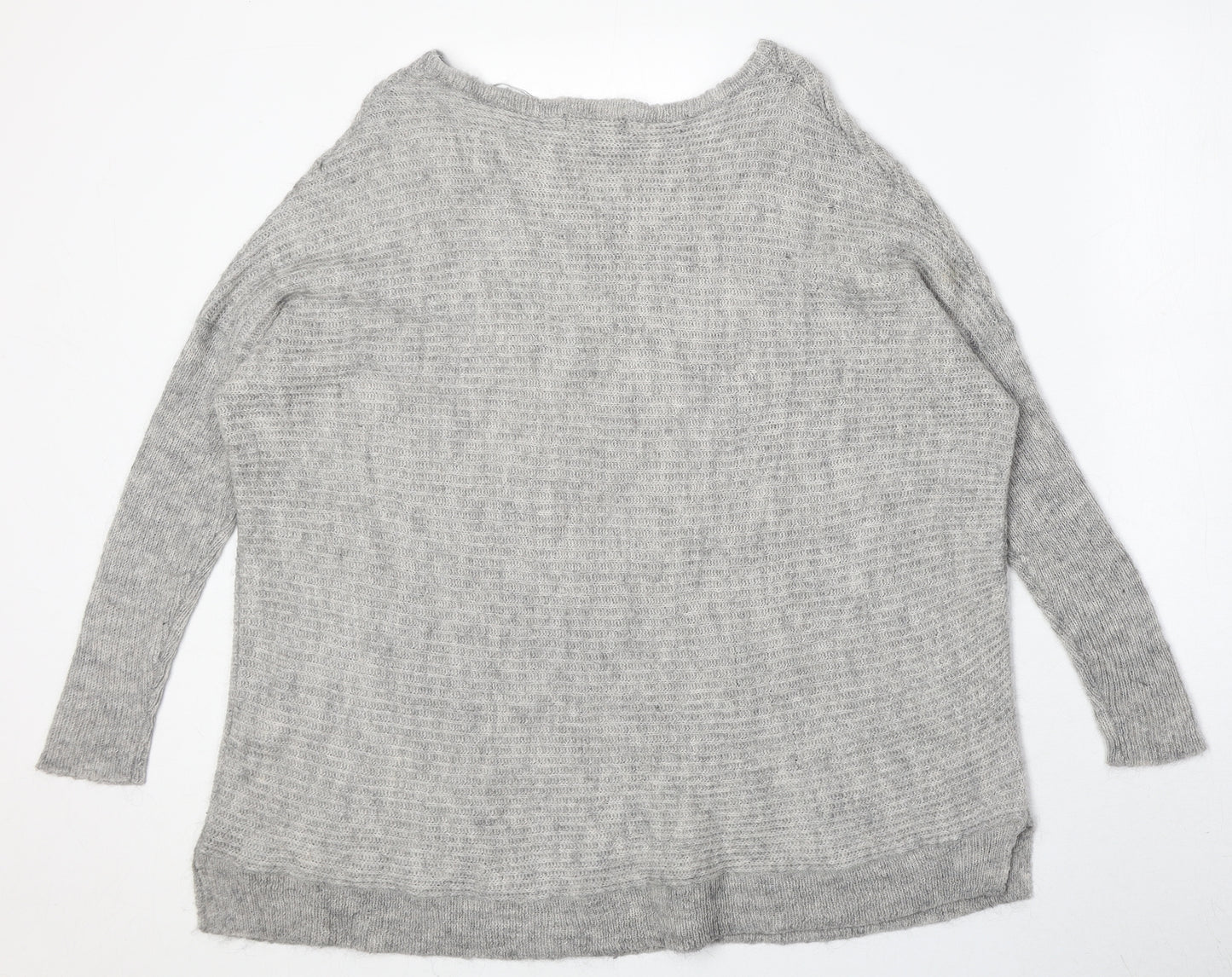 New Look Womens Grey Round Neck Acrylic Pullover Jumper Size S
