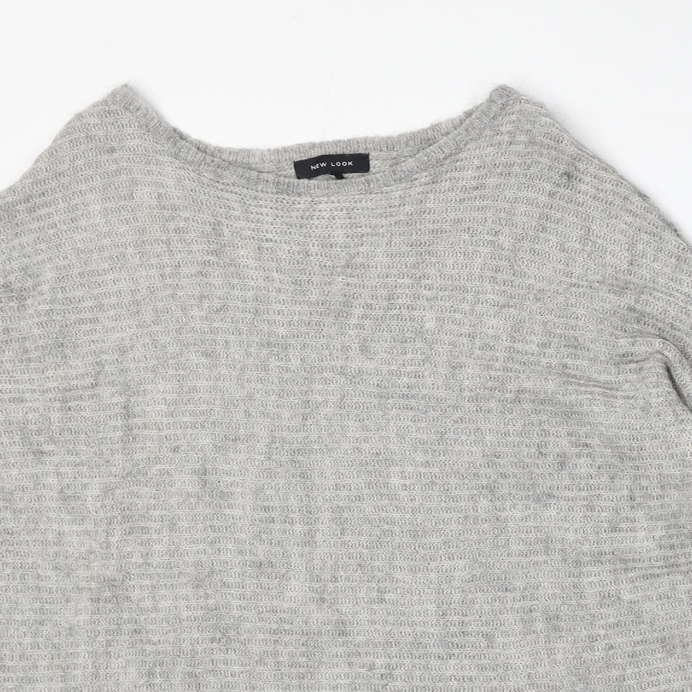 New Look Womens Grey Round Neck Acrylic Pullover Jumper Size S