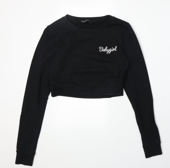Select Womens Black 100% Cotton Pullover Sweatshirt Size 10 Pullover - Babygirl