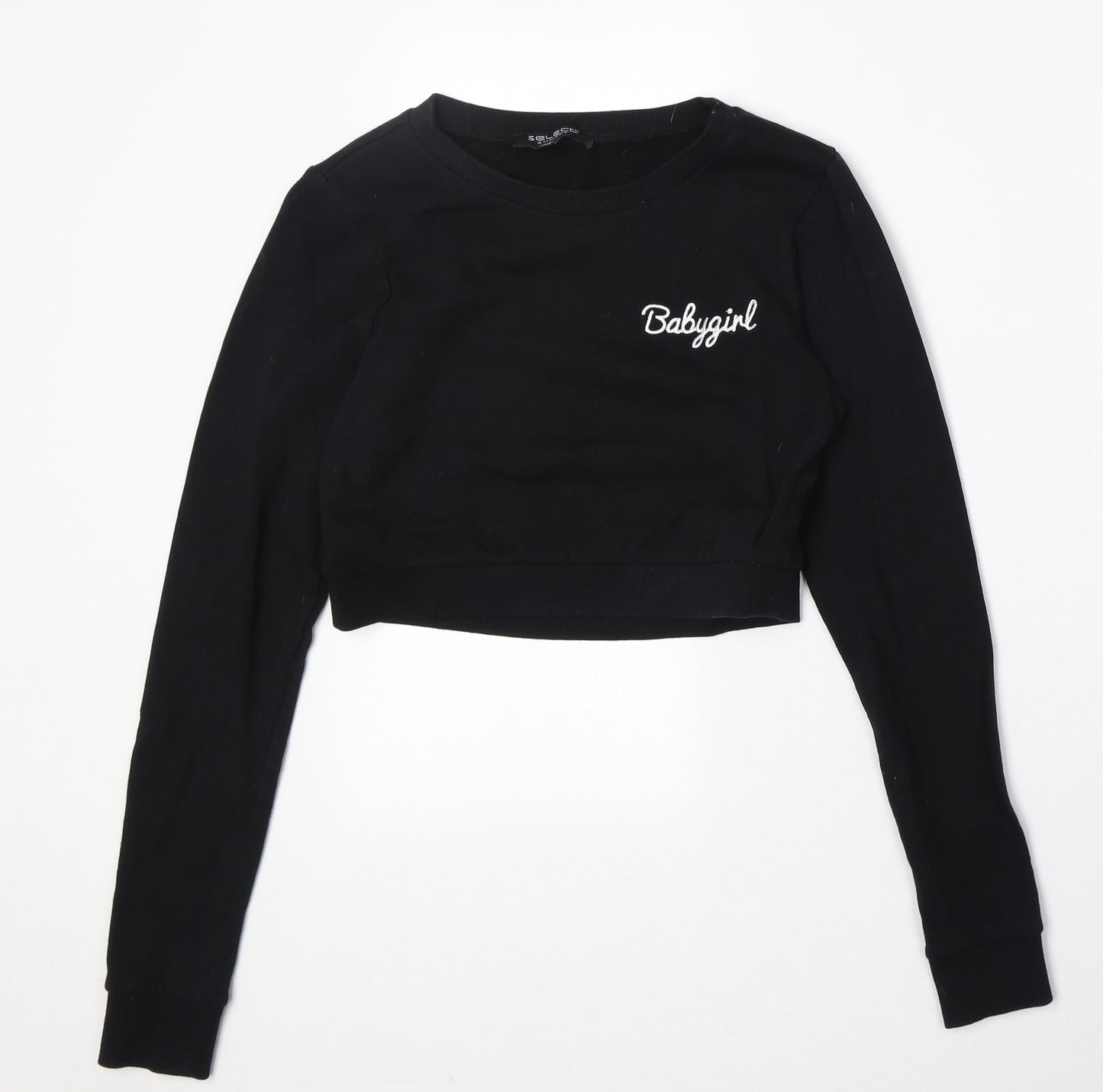 Select Womens Black 100% Cotton Pullover Sweatshirt Size 10 Pullover - Babygirl