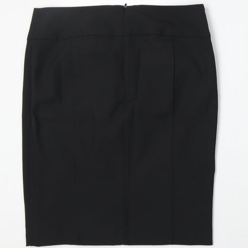 Express Desgin Studio Womens Black Polyester A-Line Skirt Size L Zip - Leopard Pattern