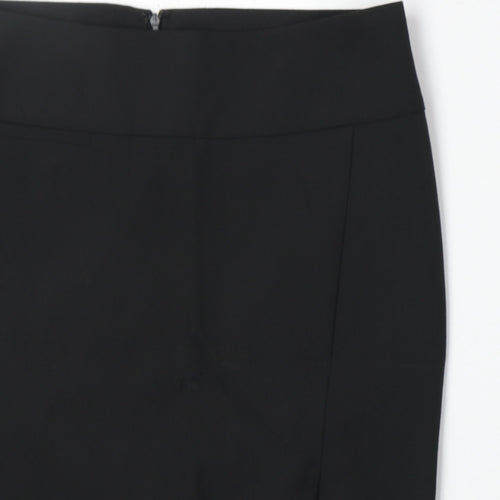 Express Desgin Studio Womens Black Polyester A-Line Skirt Size L Zip - Leopard Pattern