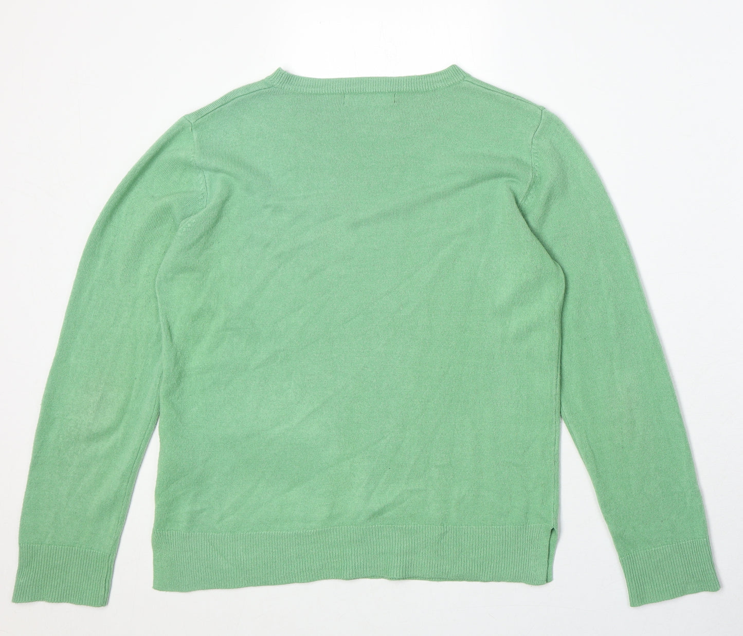 Marks and Spencer Womens Green Round Neck Acrylic Pullover Jumper Size 12