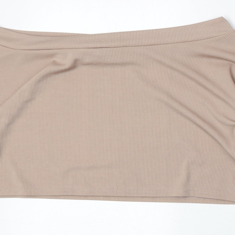 In the Style Womens Beige Polyester Cropped Blouse Size 6 Boat Neck