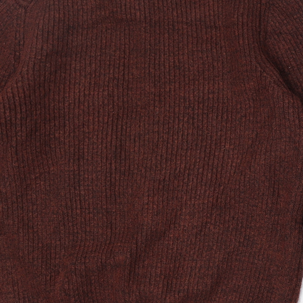 Marks and Spencer Mens Red Collared Acrylic Pullover Jumper Size M Long Sleeve