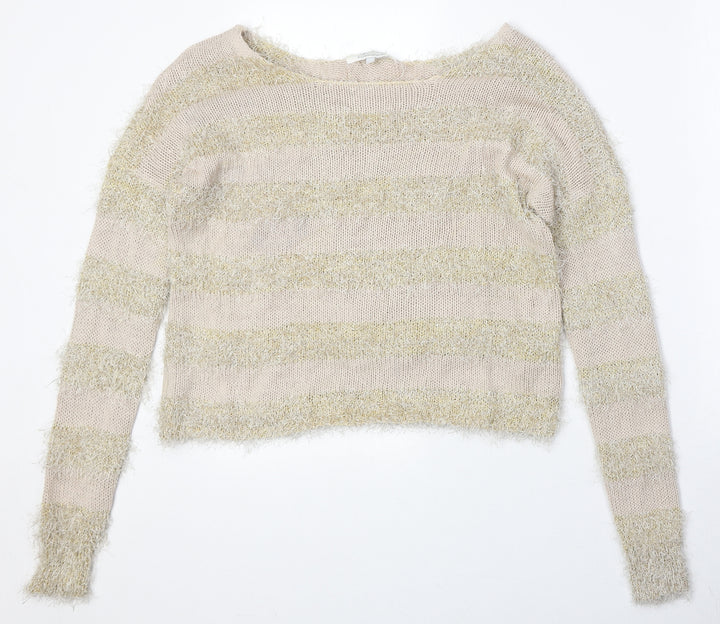 Diamond Womens Multicoloured Boat Neck Striped Polyester Pullover Jumper Size M
