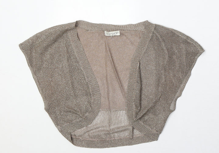 Topshop Womens Brown V-Neck Acrylic Cardigan Jumper Size 10