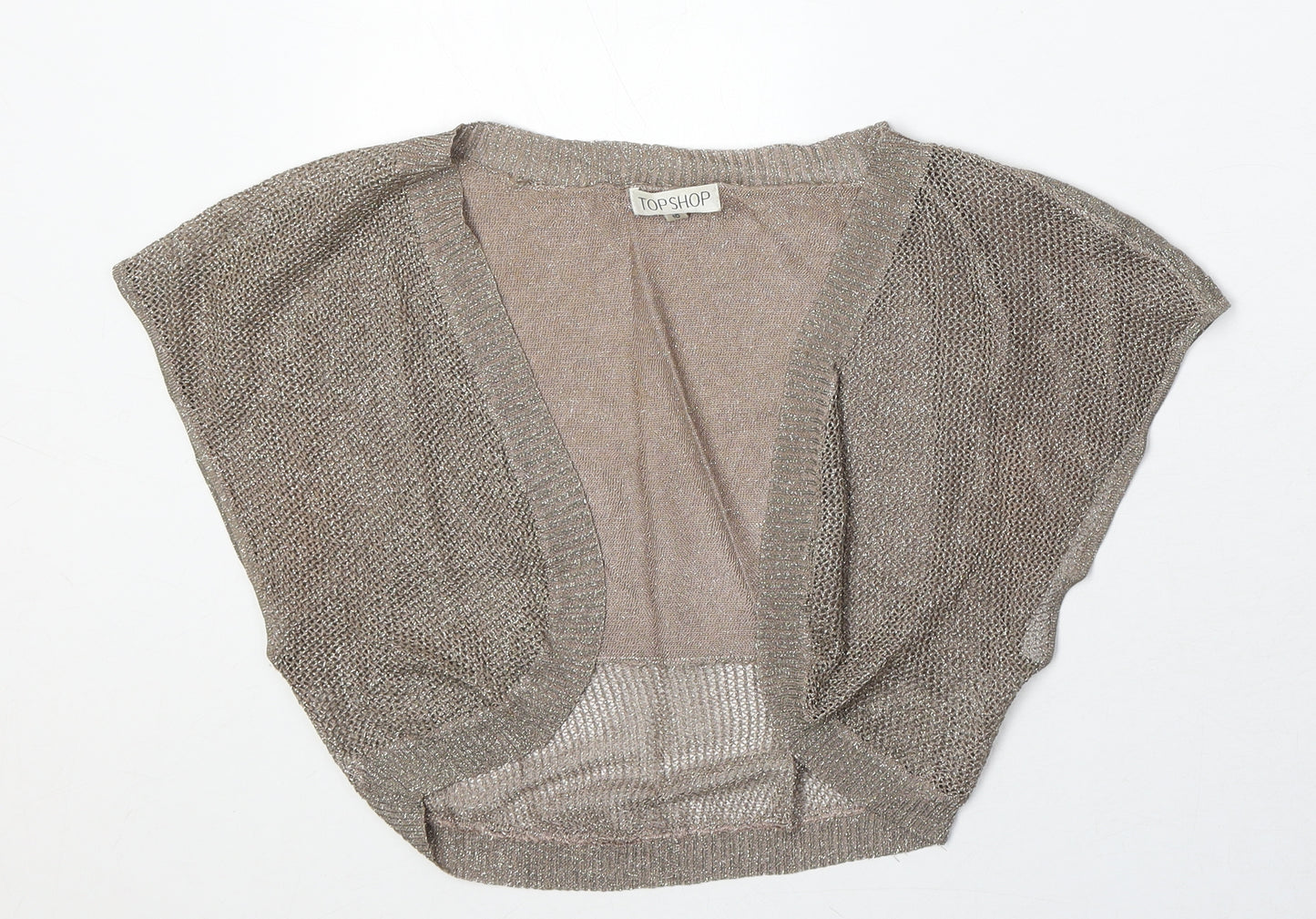 Topshop Womens Brown V-Neck Acrylic Cardigan Jumper Size 10