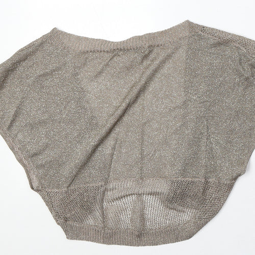 Topshop Womens Brown V-Neck Acrylic Cardigan Jumper Size 10