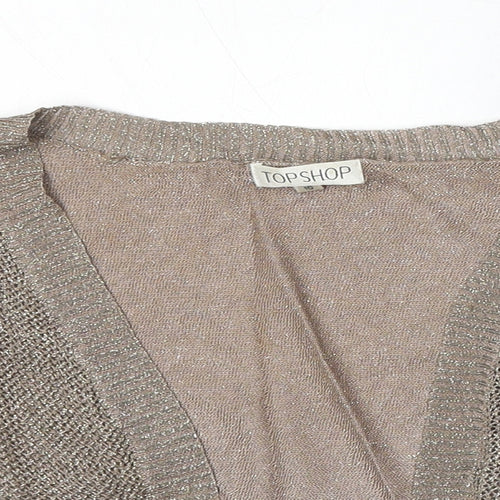 Topshop Womens Brown V-Neck Acrylic Cardigan Jumper Size 10