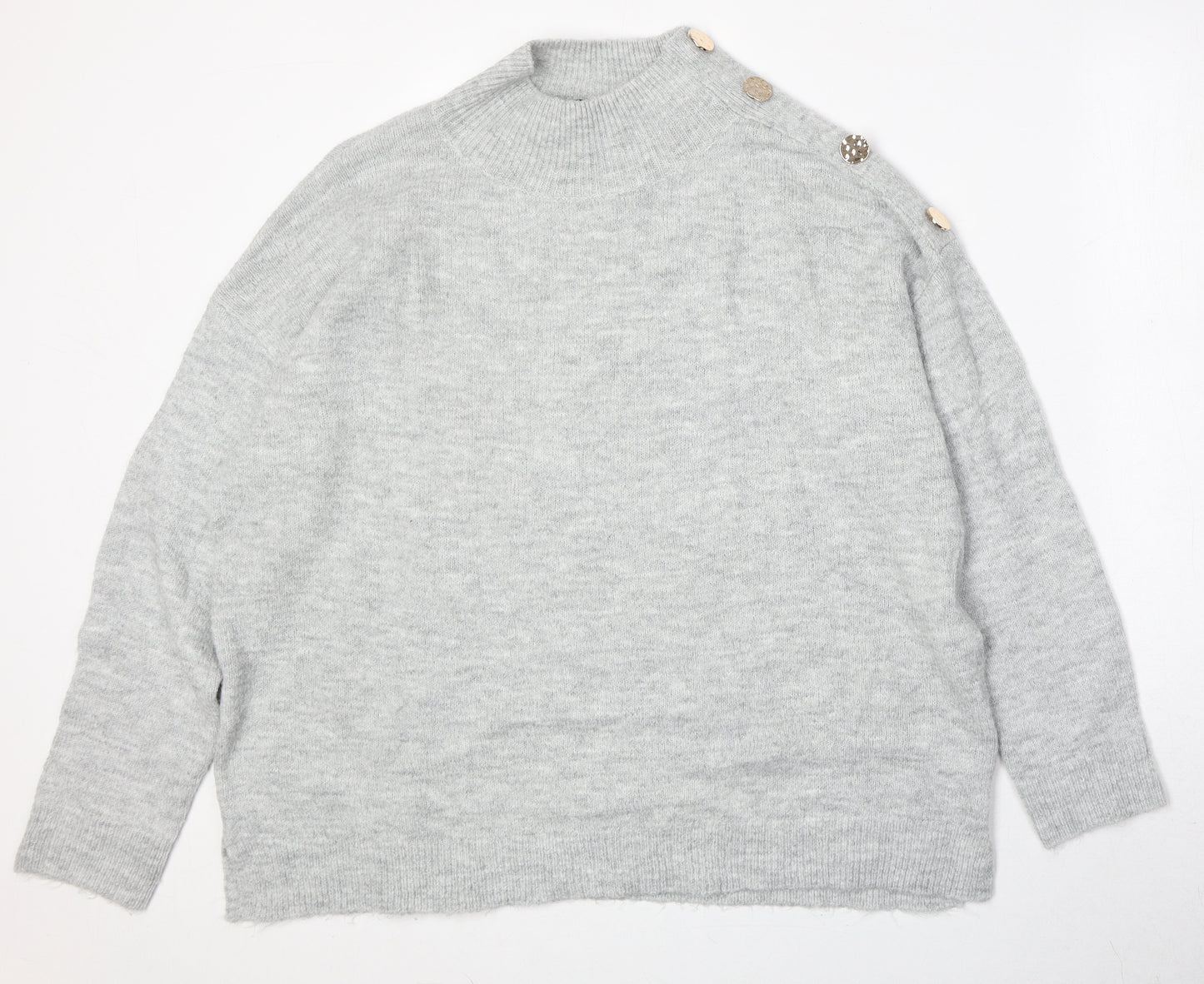 Dorothy Perkins Womens Grey High Neck Acrylic Pullover Jumper Size 16