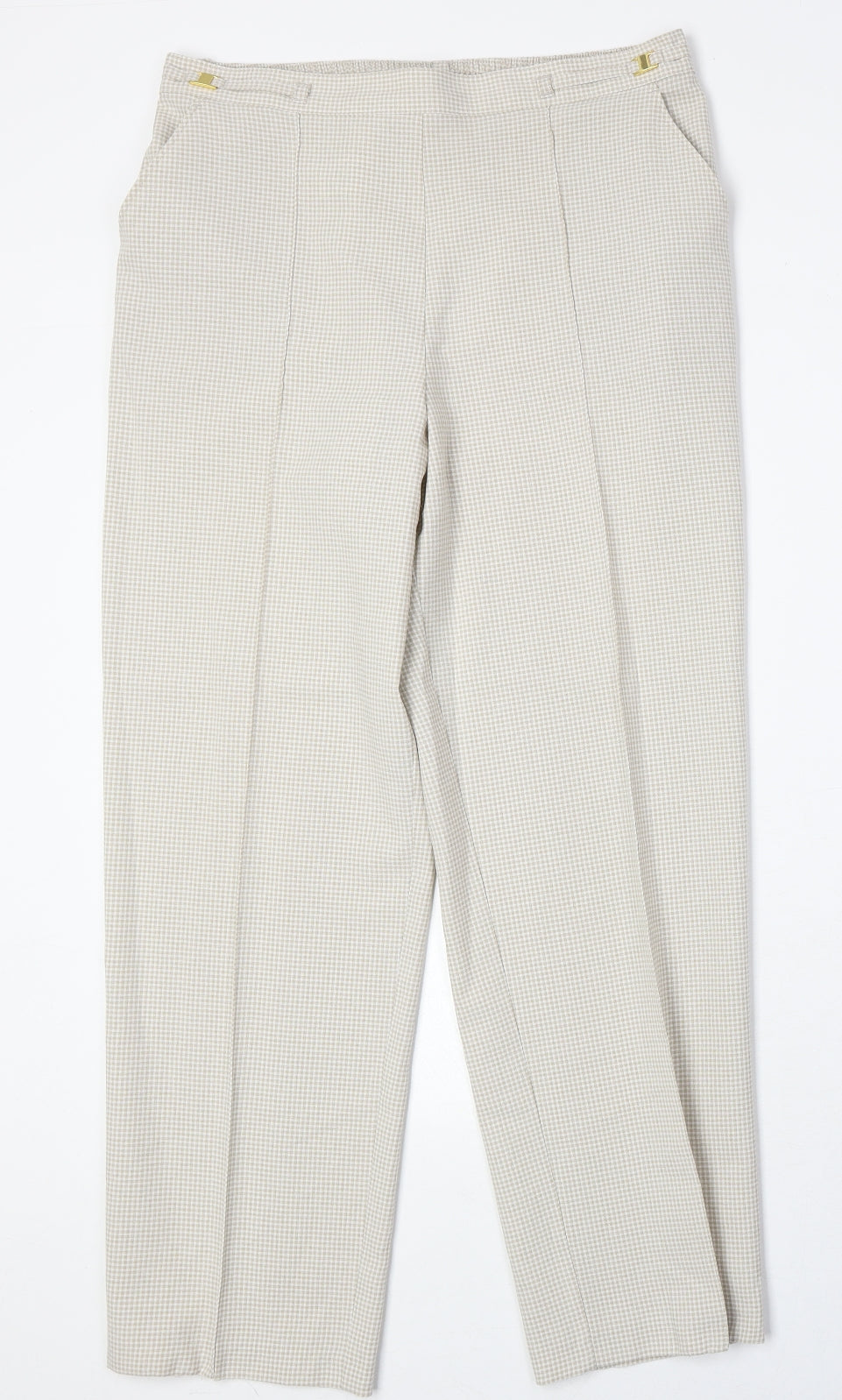 Marks and Spencer Womens Beige Check Polyester Trousers Size 10 Regular