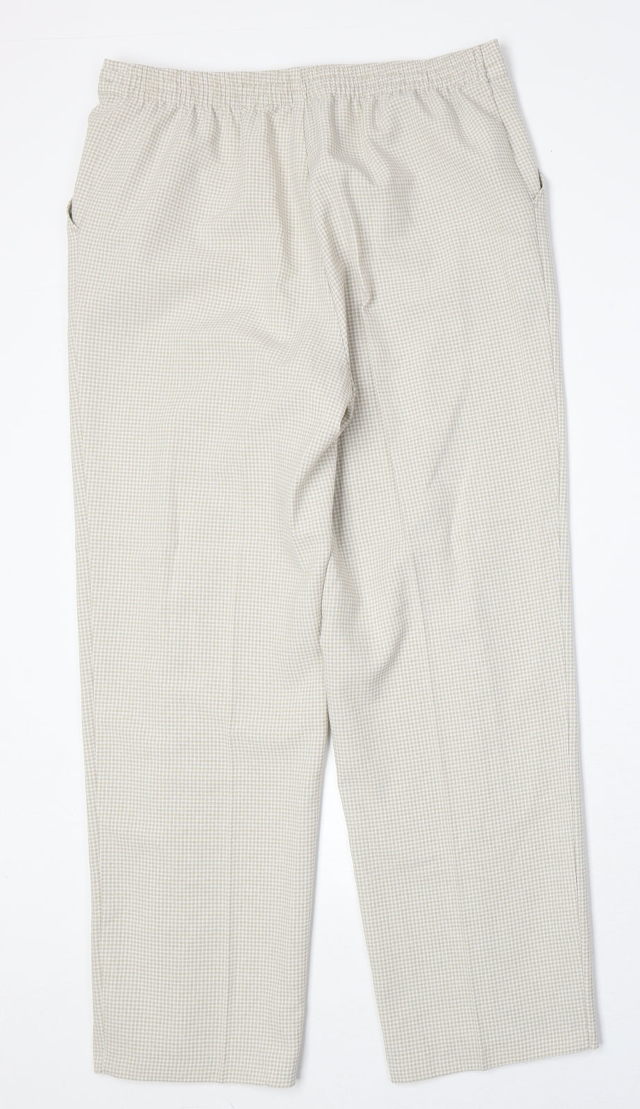 Marks and Spencer Womens Beige Check Polyester Trousers Size 10 Regular