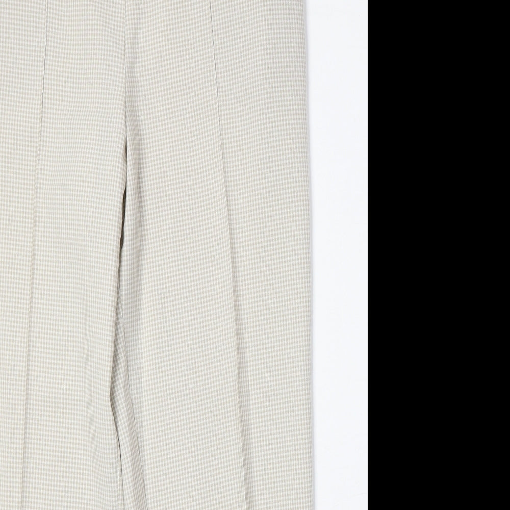 Marks and Spencer Womens Beige Check Polyester Trousers Size 10 Regular