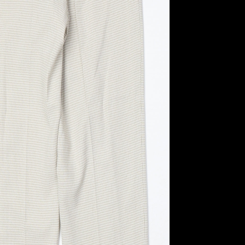 Marks and Spencer Womens Beige Check Polyester Trousers Size 10 Regular