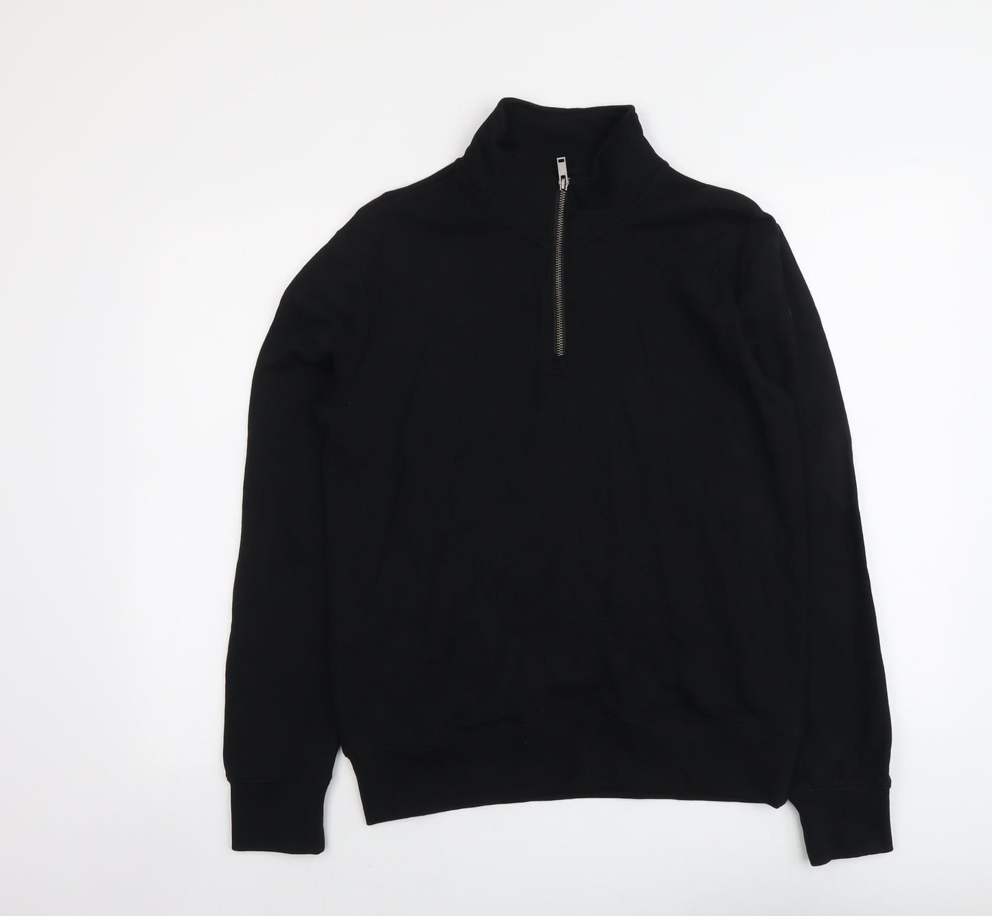 Marks and Spencer Mens Black Herringbone Cotton Pullover Sweatshirt Size S