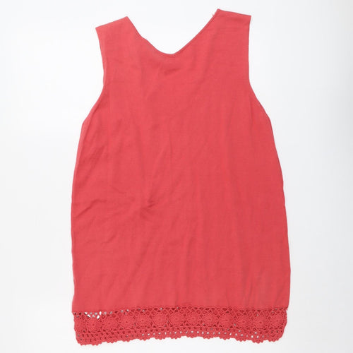 Dorothy Perkins Womens Pink Cotton Basic Tank Size 10 V-Neck