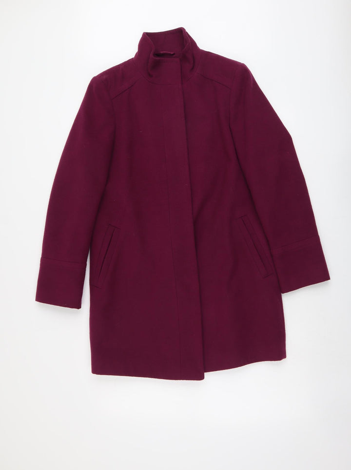 Marks and Spencer Womens Purple Overcoat Coat Size 10 Button