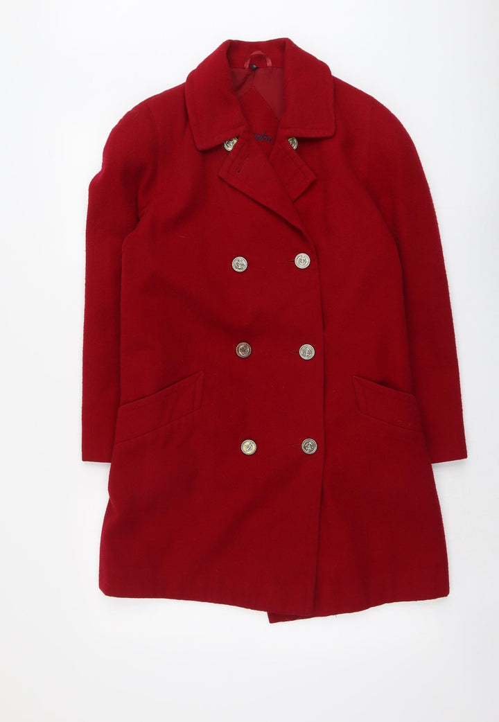 Astraka Womens Red Pea Coat Coat Size 10 Button