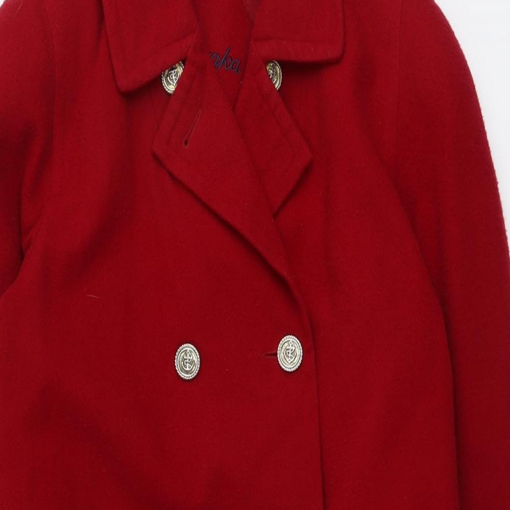 Astraka Womens Red Pea Coat Coat Size 10 Button