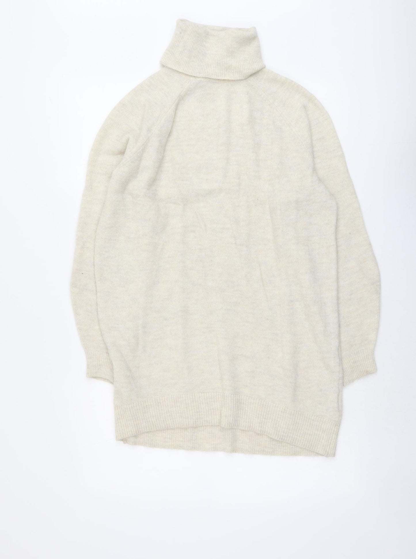 H&M Womens Beige Roll Neck Acrylic Pullover Jumper Size XS