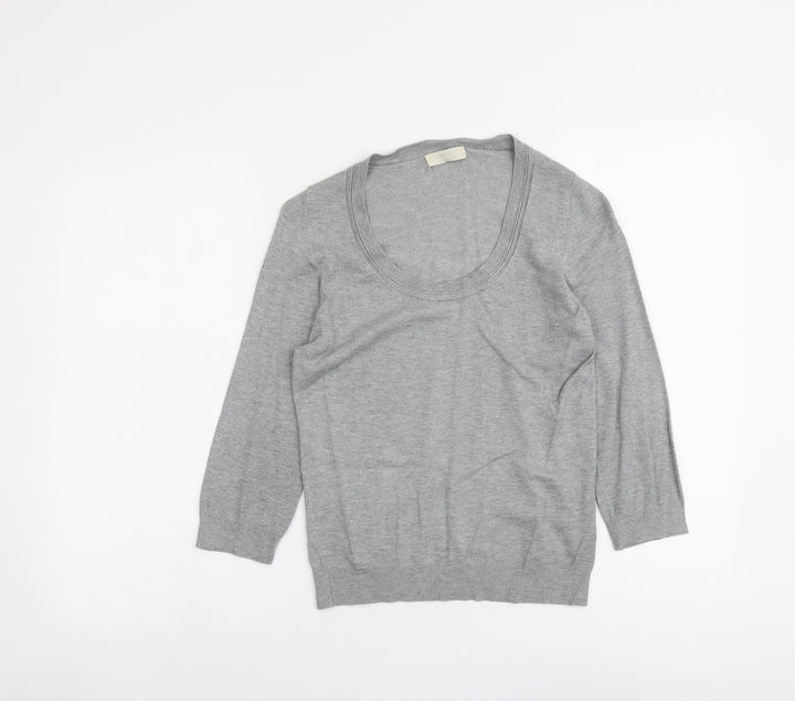 Marks and Spencer Womens Grey Scoop Neck Viscose Pullover Jumper Size 10