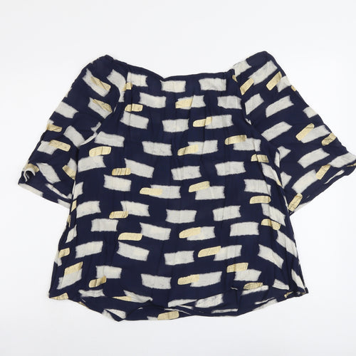 Monsoon Womens Black Geometric Viscose Basic Blouse Size S Boat Neck