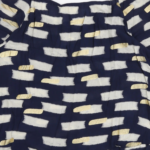 Monsoon Womens Black Geometric Viscose Basic Blouse Size S Boat Neck