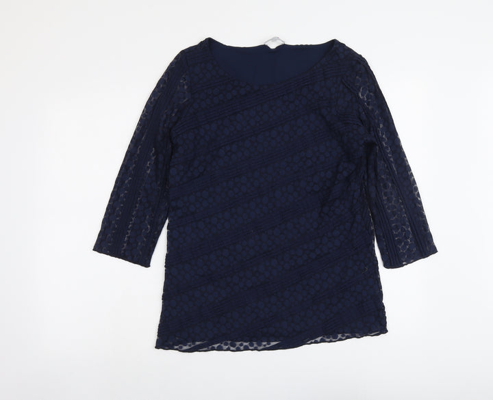 Per Una Womens Blue Polyamide Basic Blouse Size 14 Round Neck
