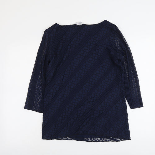 Per Una Womens Blue Polyamide Basic Blouse Size 14 Round Neck