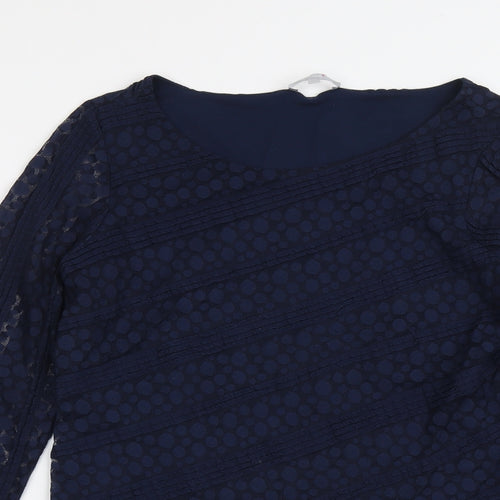 Per Una Womens Blue Polyamide Basic Blouse Size 14 Round Neck