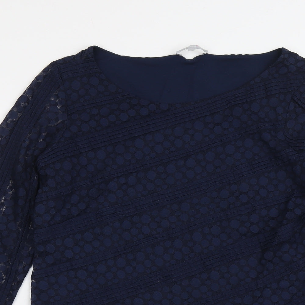 Per Una Womens Blue Polyamide Basic Blouse Size 14 Round Neck